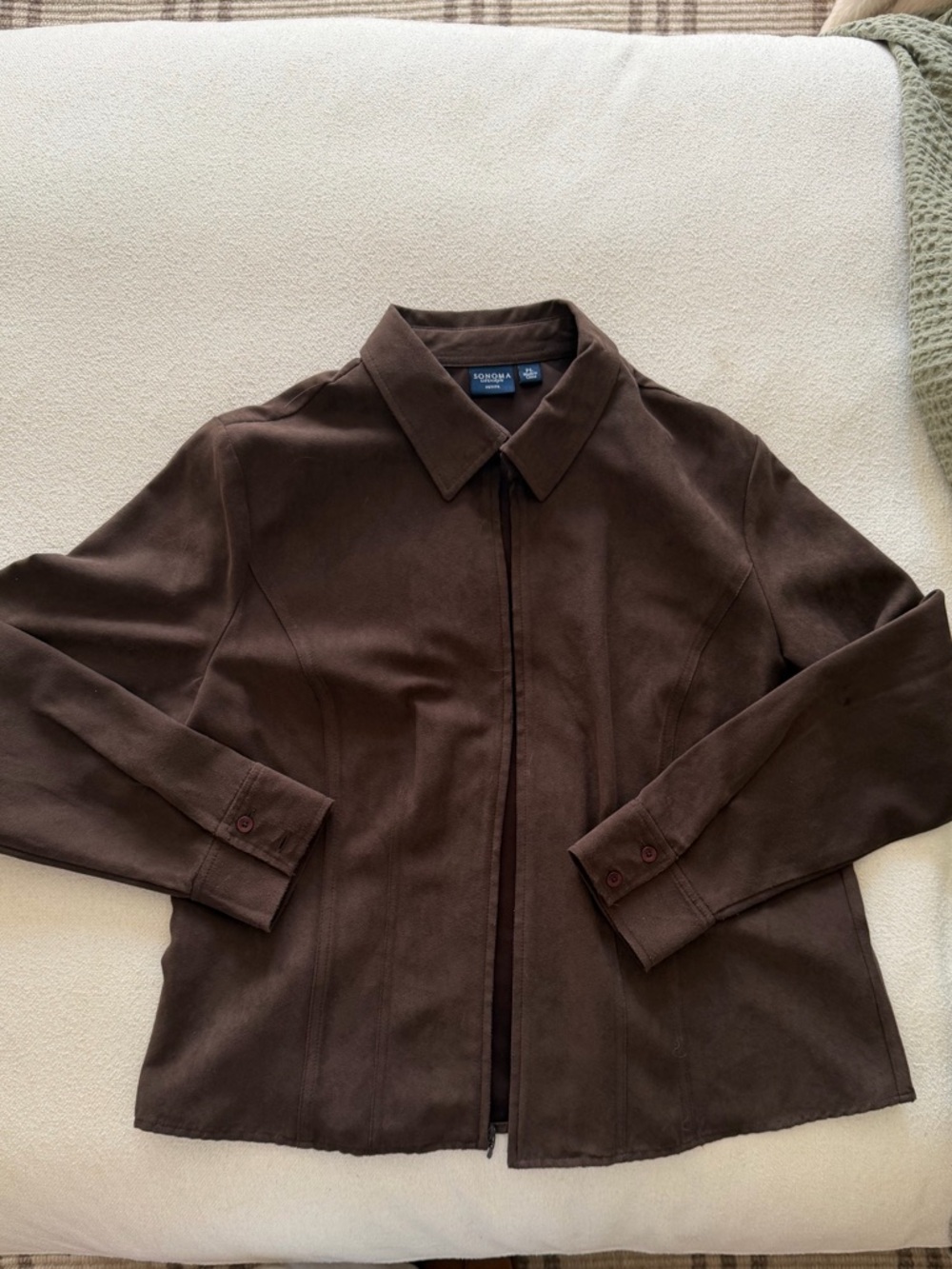 Vintage Sonoma Dark Brown Suede Zip-Front Jacket